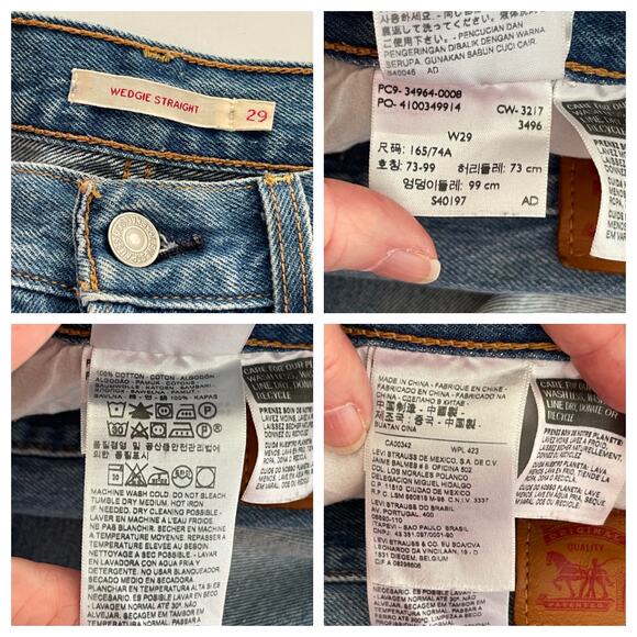 Levi's Wedgie Straight Jeans Women's Size 29 Cotton Button Fly Crop Blue Raw Hem - Picture 11 of 11